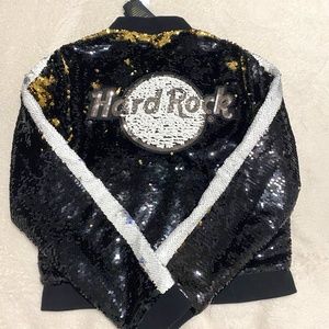 NWT Hard Rock Cafe Sequin Bomber Jacket Small
